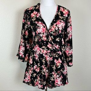 Altar’d State black and flower romper - size large